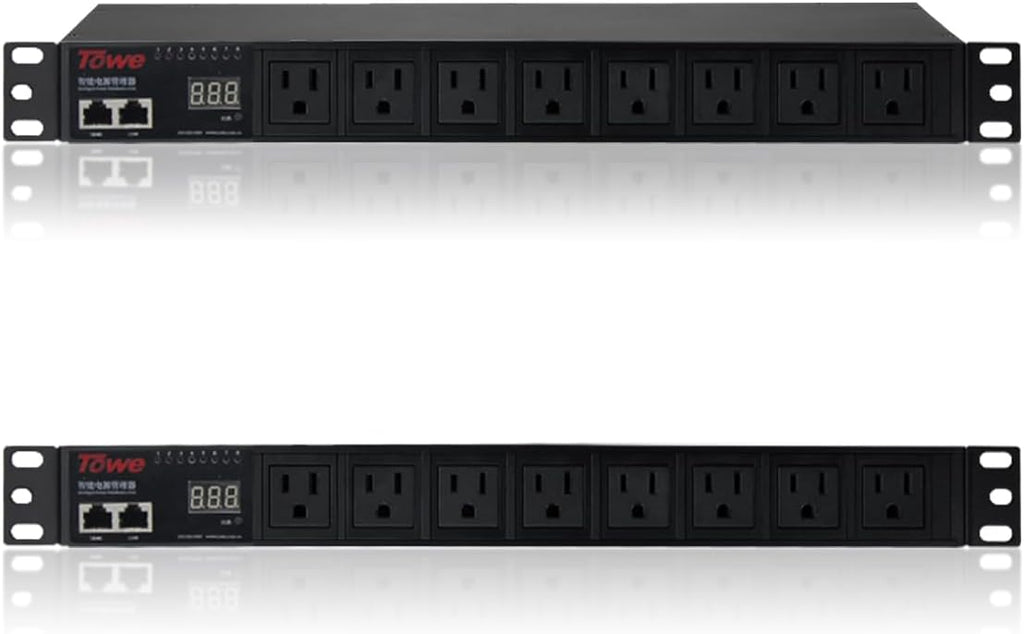 Power Conditioner for Audio Equipment, 8 Outlet 1U Rack Mount 100-250v 2500w 30Amps Power Supply Strip Surge Sequencer with LED Voltmeter Display,Surge Protector,Smart PDU