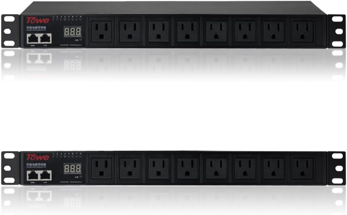 Power Conditioner for Audio Equipment, 8 Outlet 1U Rack Mount 100-250v 2500w 30Amps Power Supply Strip Surge Sequencer with LED Voltmeter Display,Surge Protector,Smart PDU