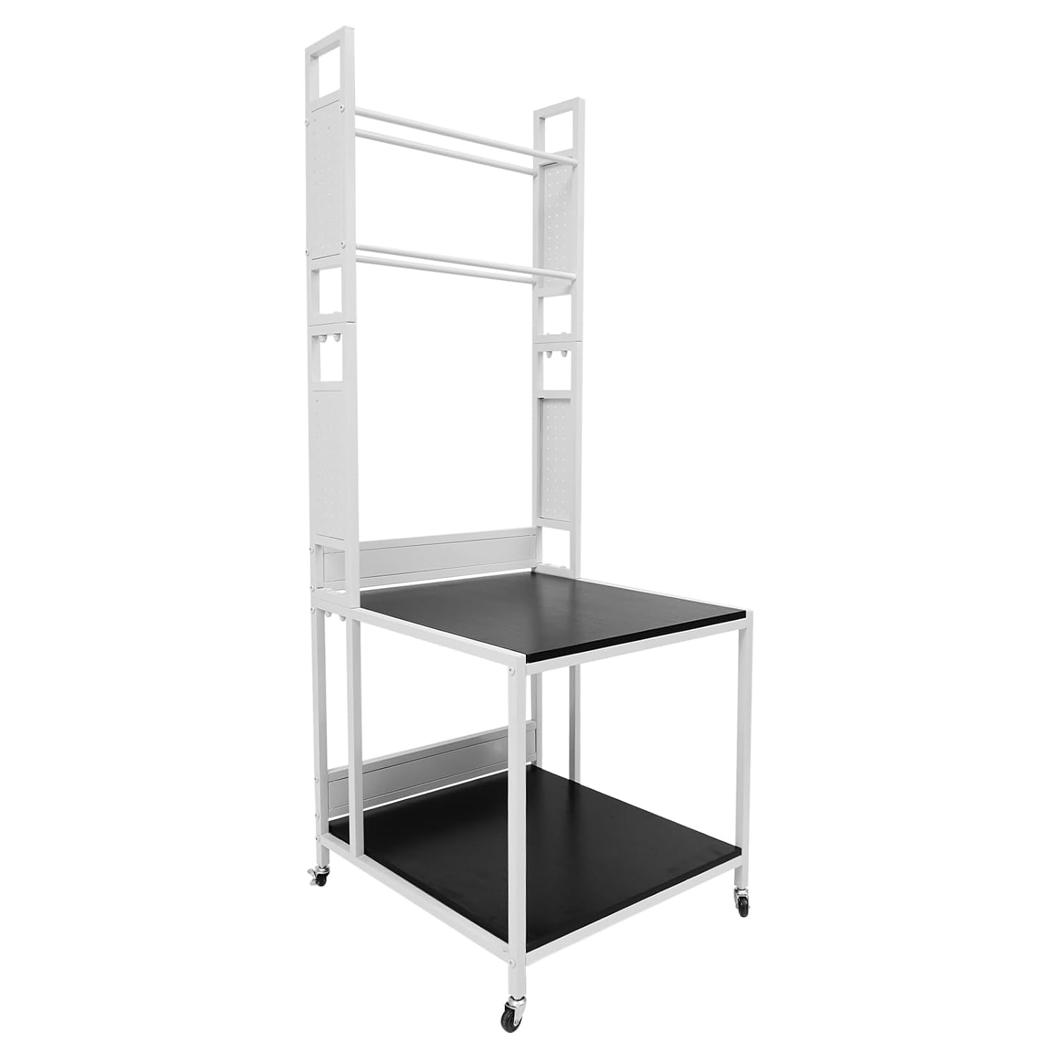 3D Printer Stand Double Layer 3D Printer Filament Storage Rack, Spools Holder Racks, Mobile Printer Table with Wheels for Studio Office Storage and Organization (White)
