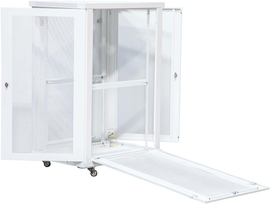 NavePoint 24U Network Cabinet with Perforated Door 24U Wall Mount Server Cabinet White 19' Rack for IT Equipment, AV Devices, Networking Equipment 33' Deep Mid-Depth Server Rack Enclosure