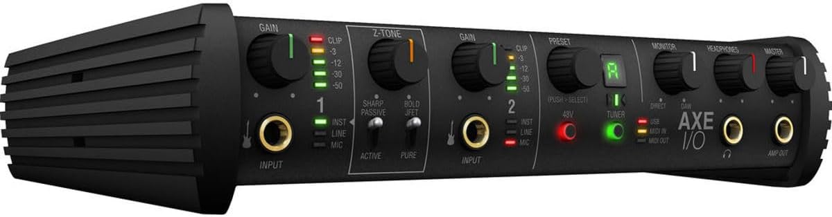 IK Multimedia AXE I/O premium 2-in 5-out 24-bit, 192 kHz USB audio interface for Mac/PC with advanced guitar tone shaping, Hi-Z re-amp out and massive AmpliTube and TONEX software bundle