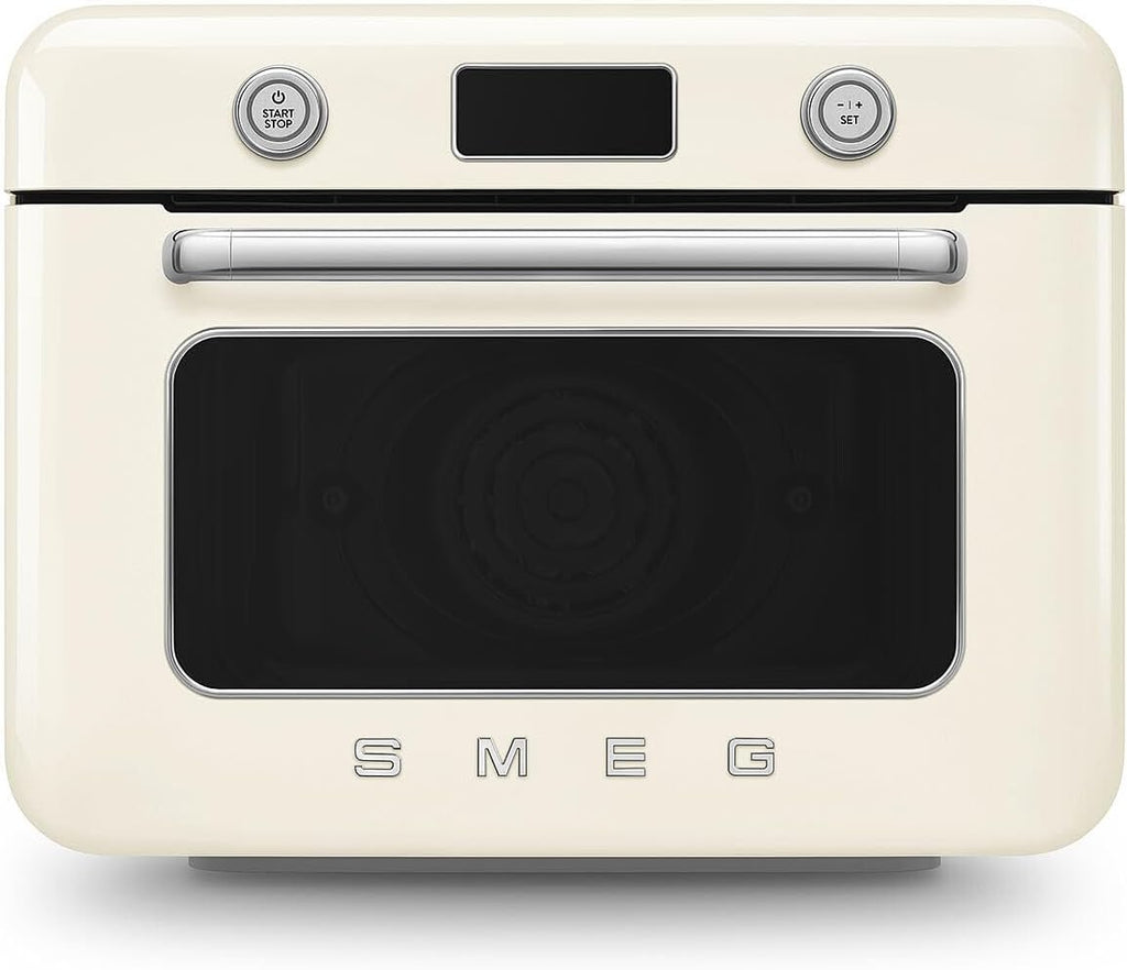 SMEG COF01Countertop Combi Oven - Multi-Function Grill, Air Fry, Steam, Bake, Convection, Defrost, and Warm, 10 Cooking Functions - Made In Italy (Cream)