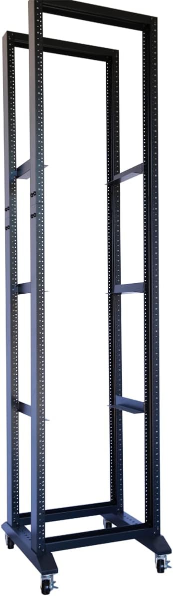 Rising Electronics Open Rack 15U 20U 28U 32U 42U 4 Post Open Frame 19-Inch Data Network Desktop Server/Audio Rack(42U, 17' Depth)