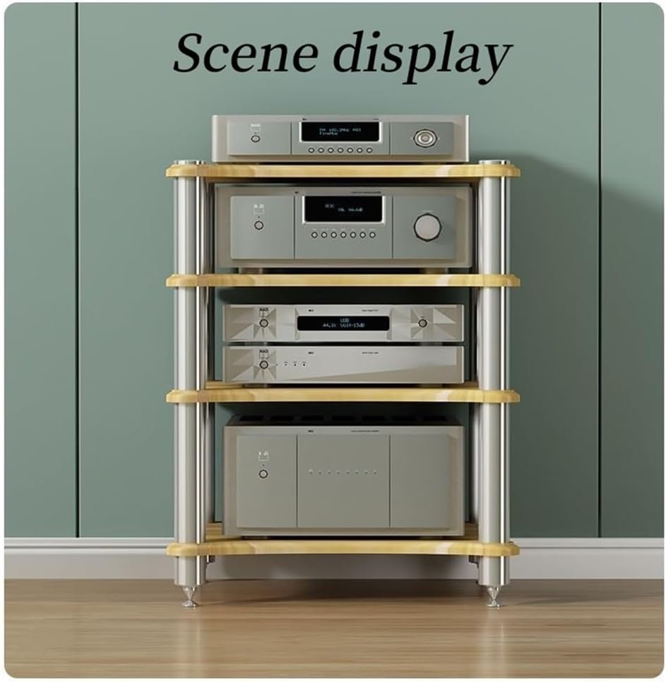 2/3/4 Tier Audio Rack, Open Air Design, Media Cabinet with Metal Frame, Audio Component Rack, Audio Rack Cabinet for Server and AV Equipment(Light Walnut,15.75 * 23.62in)