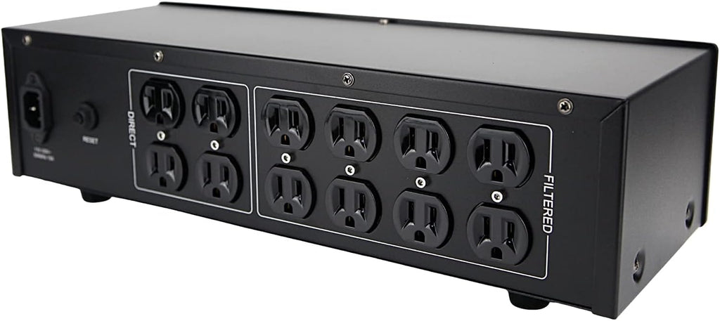 WAudio AC Noise Power Conditioner - Mains Purifier Audio Video Noise Filter Surge Protector with US Standard Sockets (Black)
