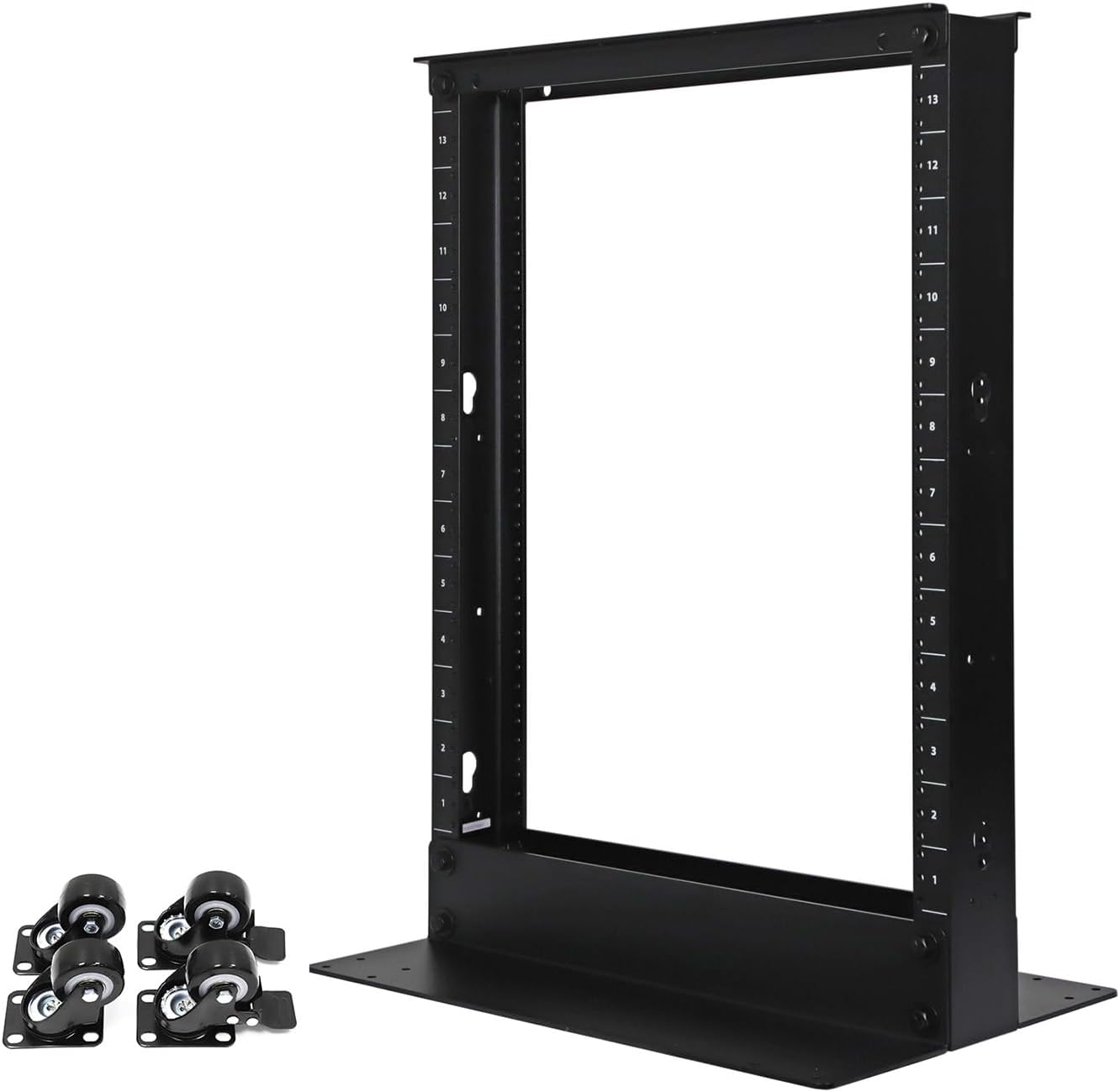 Aeons 13U 2 Post Open Frame Server Network Relay Rack for 19 Inch Networking Data & IT Devices A/V Equipment, Durable 2-Post Rack 13 U Aluminum Extrusion, Black