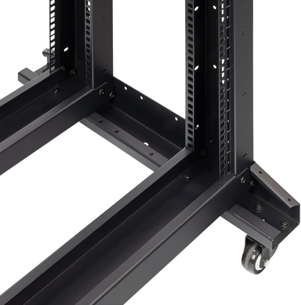 NavePoint 42U 4 Post Server Rack – Open Frame Rack for 19 Inch Equipment, Adjustable Depth 4-Post Network Rack with Casters Wheels, 42U Server Rack 881lbs Capacity, Black