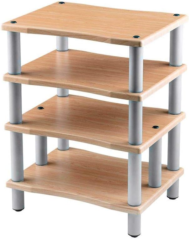 Monolith by Monoprice Heavy Duty 4 Tier Audio Stand XL 1 inch Shelf Thickness Maple