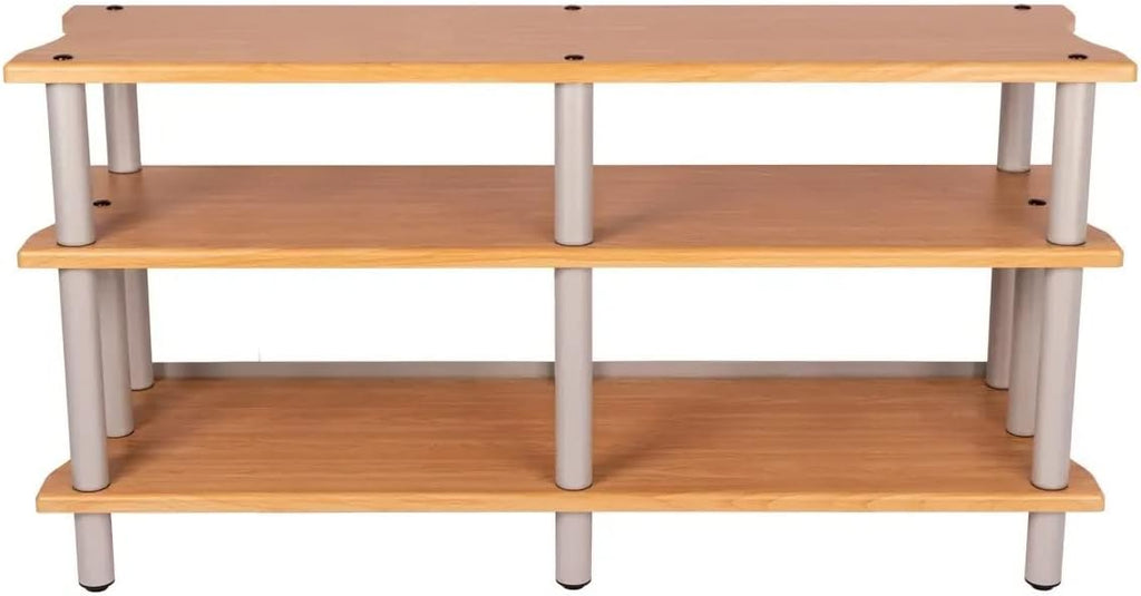 Monolith Double-Wide XL 3-Tier AV Stand - 300 lbs Weight Capacity Per Shelf, Organize and Display Your AV Components, Home Theater or Entertainment System, Maple