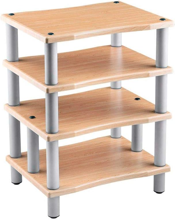 Monolith by Monoprice Heavy Duty 4 Tier Audio Stand XL 1 inch Shelf Thickness Maple