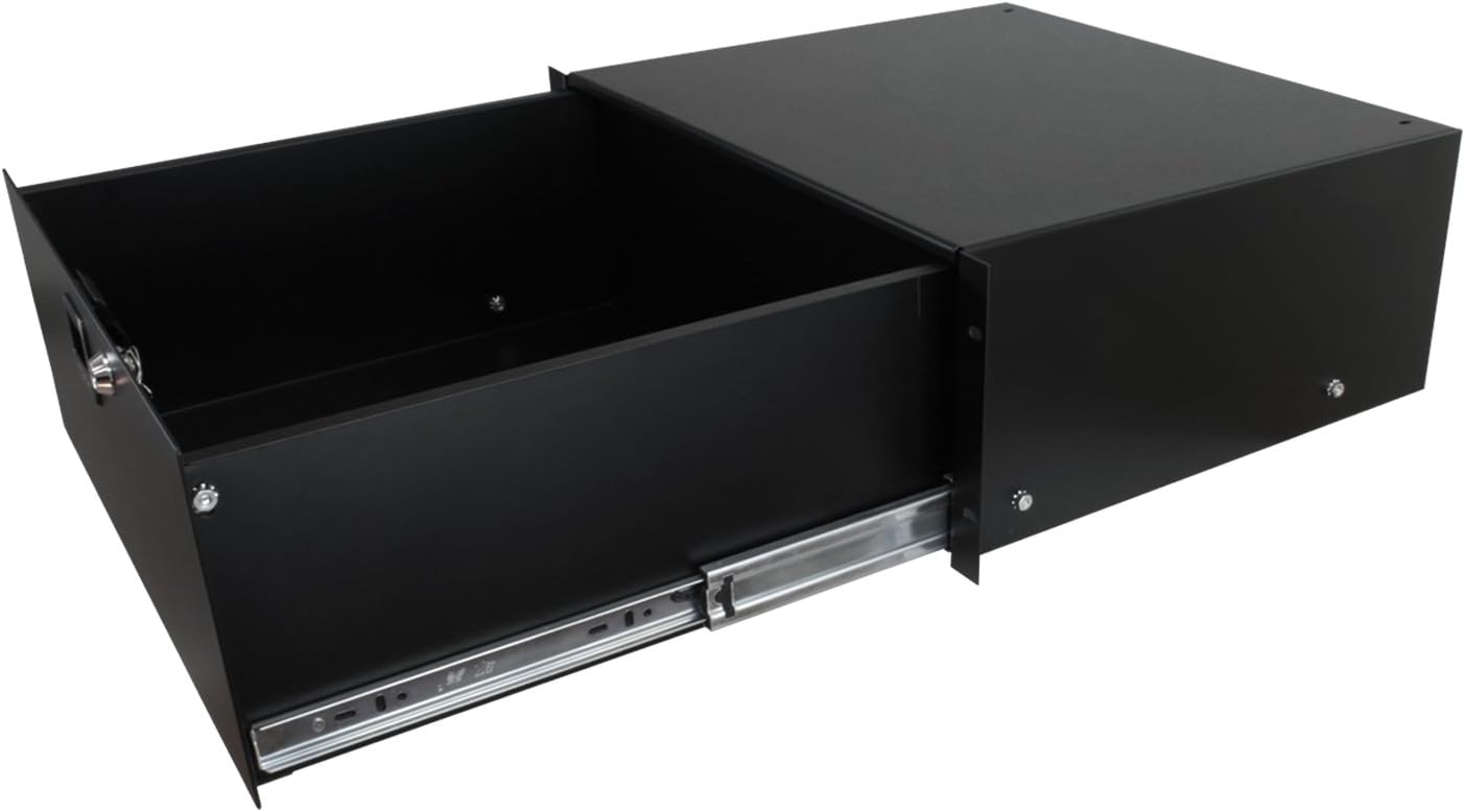 Penn Elcom 3234LK 4 Space (4U) Steel Rack Drawer with Slam Latch & Keyed Lock, 15.25 Inch Deep