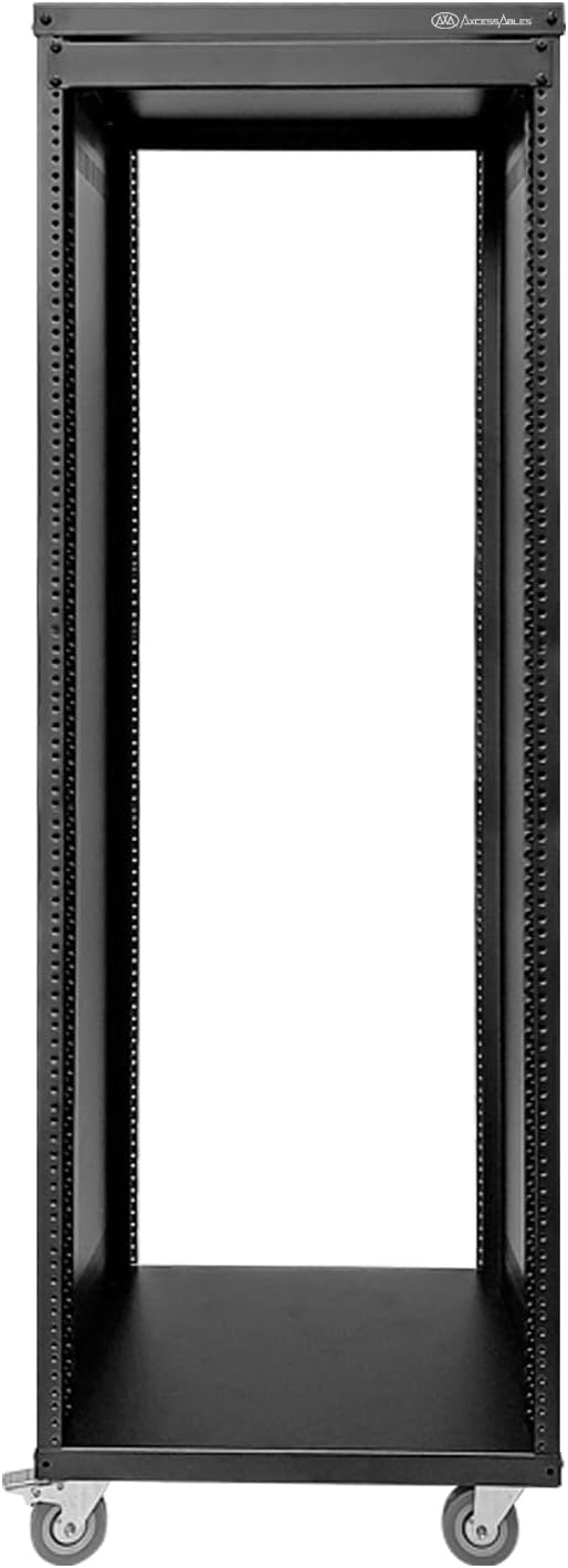 AxcessAbles 30U 19-Inch Rolling IT Server Rack 550LB Heavy Duty Open Frame with Removable Side Panels Large 3-Inch Wheels for Servers Networking and Audio-Video Equipment Includes 5mm and 6mm Screws