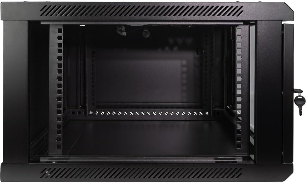 Navepoint 6U Deluxe IT Wallmount Cabinet Enclosure 19-Inch Server Network Rack with Locking Glass Door 24-Inches Deep Black