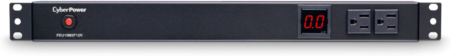 CyberPower PDU15M2F12R Metered PDU, 100-125V/15A (Derated to 12A), 14 Outlets, 1U Rackmount, 15 Foot Power Cord