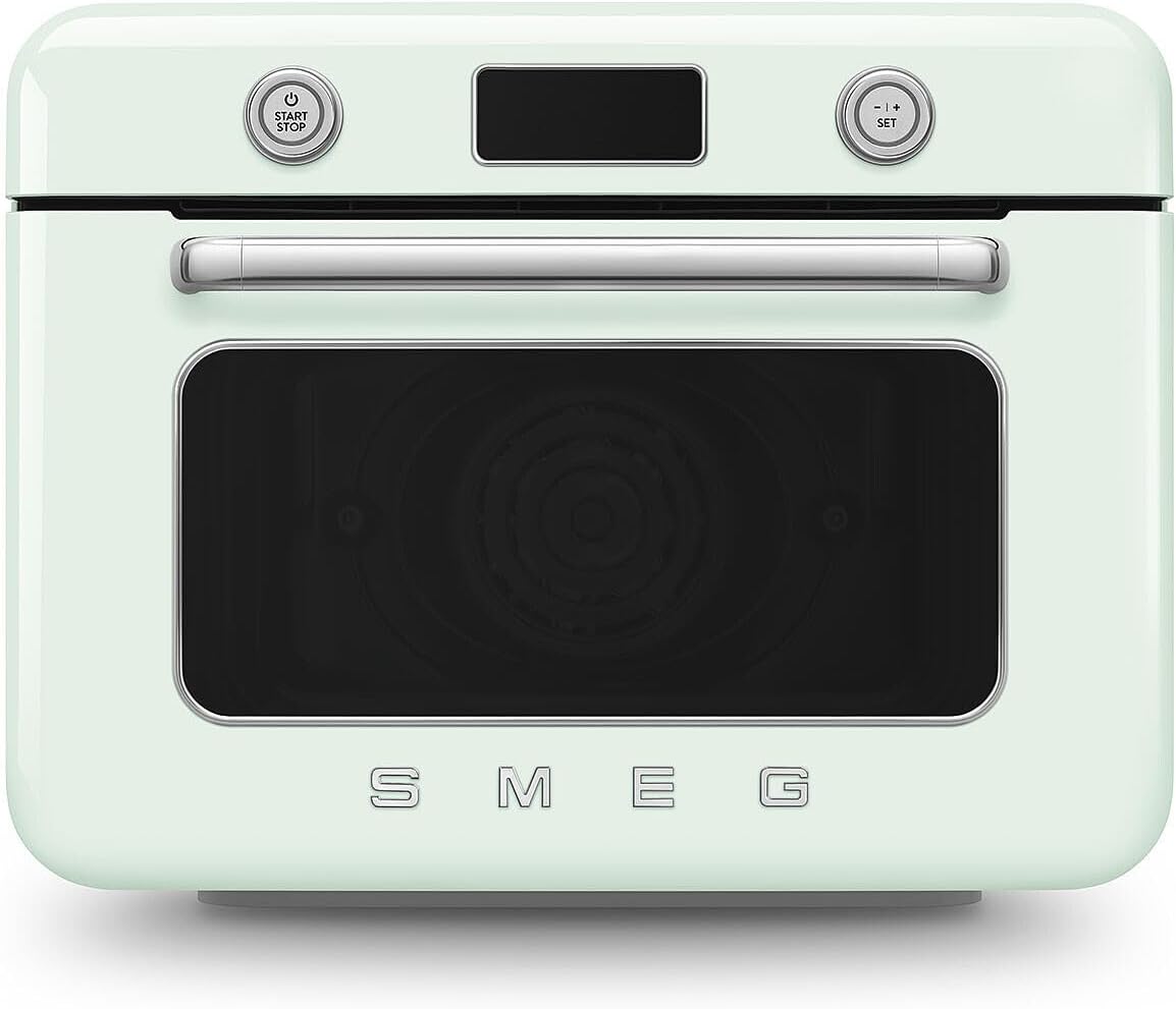 SMEG COF01Countertop Combi Oven - Multi-Function Grill, Air Fry, Steam, Bake, Convection, Defrost, and Warm, 10 Cooking Functions - Made In Italy (Pastel Green)