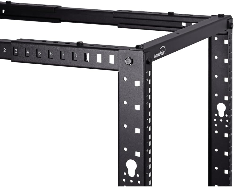 NavePoint 4-Post Open Frame Racks 19-inch Standard, Adjustable 22'-40', Square Holes/Cage Nuts - Parent