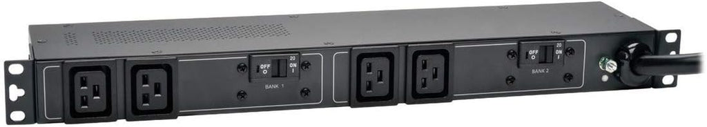 Tripp Lite 5800K Basic PDU, 4 Outlets (C19), 24A, 208/240V, 12-Foot / 3.66 Meter L6-30P Input Cable, Dual 20A Circuit Breakers for 2 C19 Outlets, 1U Rack-Mount Power, 2-Year Warranty (PDUH30HV19)