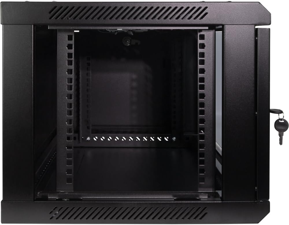 Navepoint 6U Deluxe IT Wallmount Cabinet Enclosure 19-Inch Server Network Rack with Locking Glass Door 16-Inches Deep Black