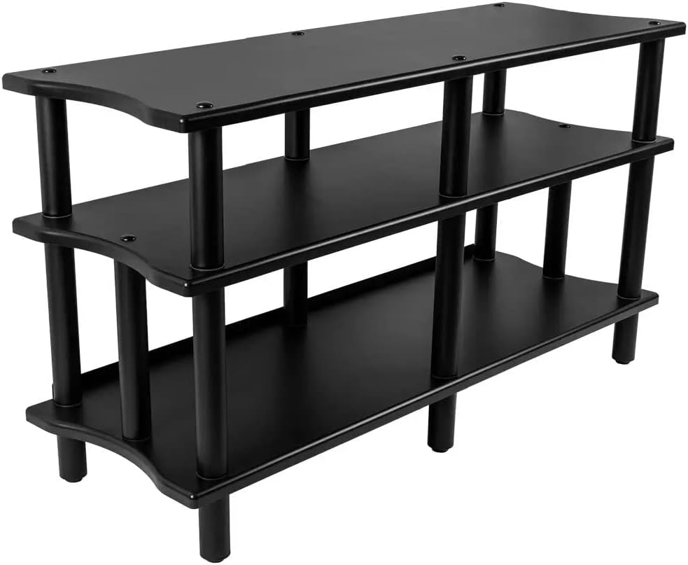 Monolith Heavy Duty Double-Wide 3-Tier AV Stand - 300 Lbs Weight Capacity Per Shelf, Organize and Display Your AV Components, Home Theater or Entertainment System, 47.2 Inches Wide, Black