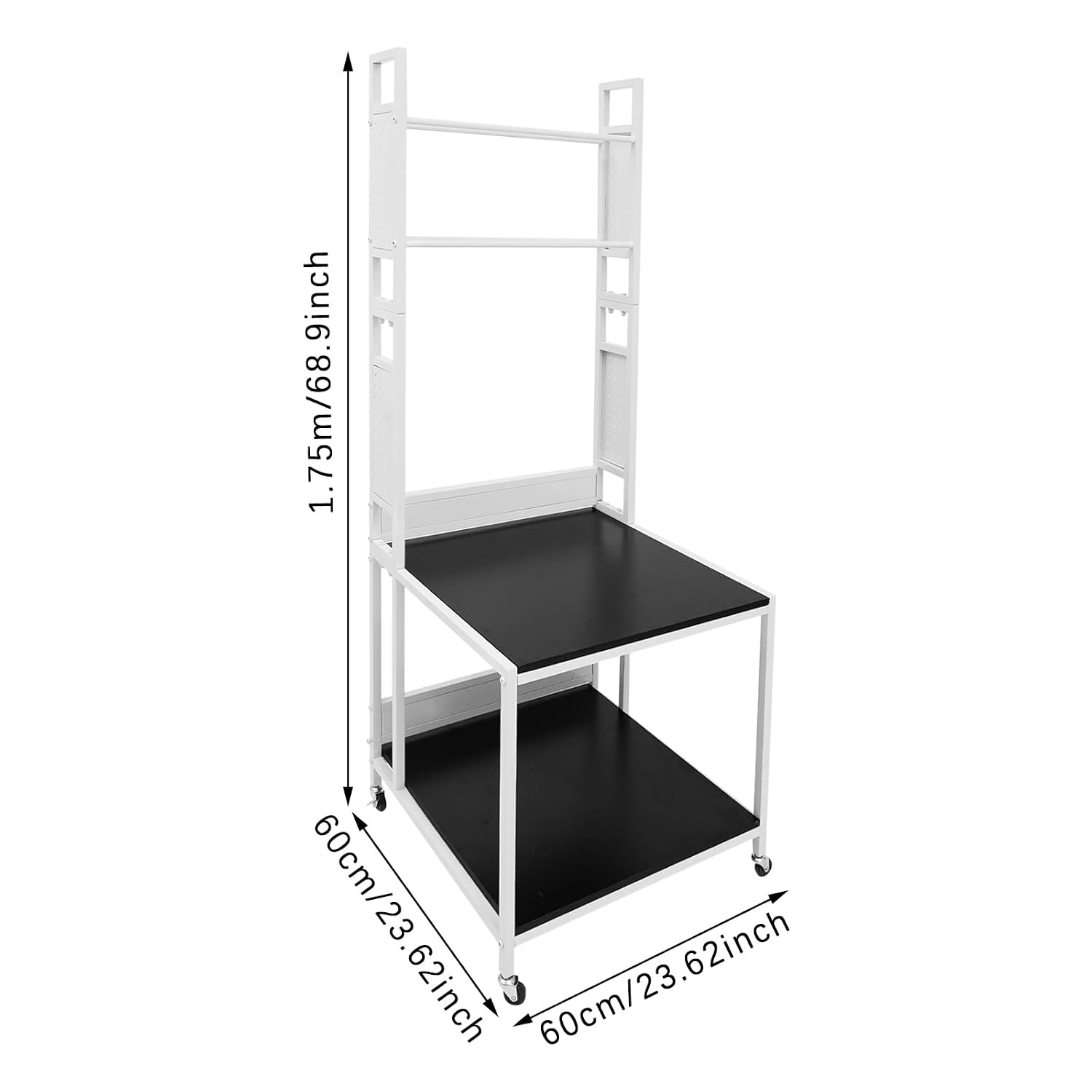 3D Printer Stand Double Layer 3D Printer Filament Storage Rack, Spools Holder Racks, Mobile Printer Table with Wheels for Studio Office Storage and Organization (White)