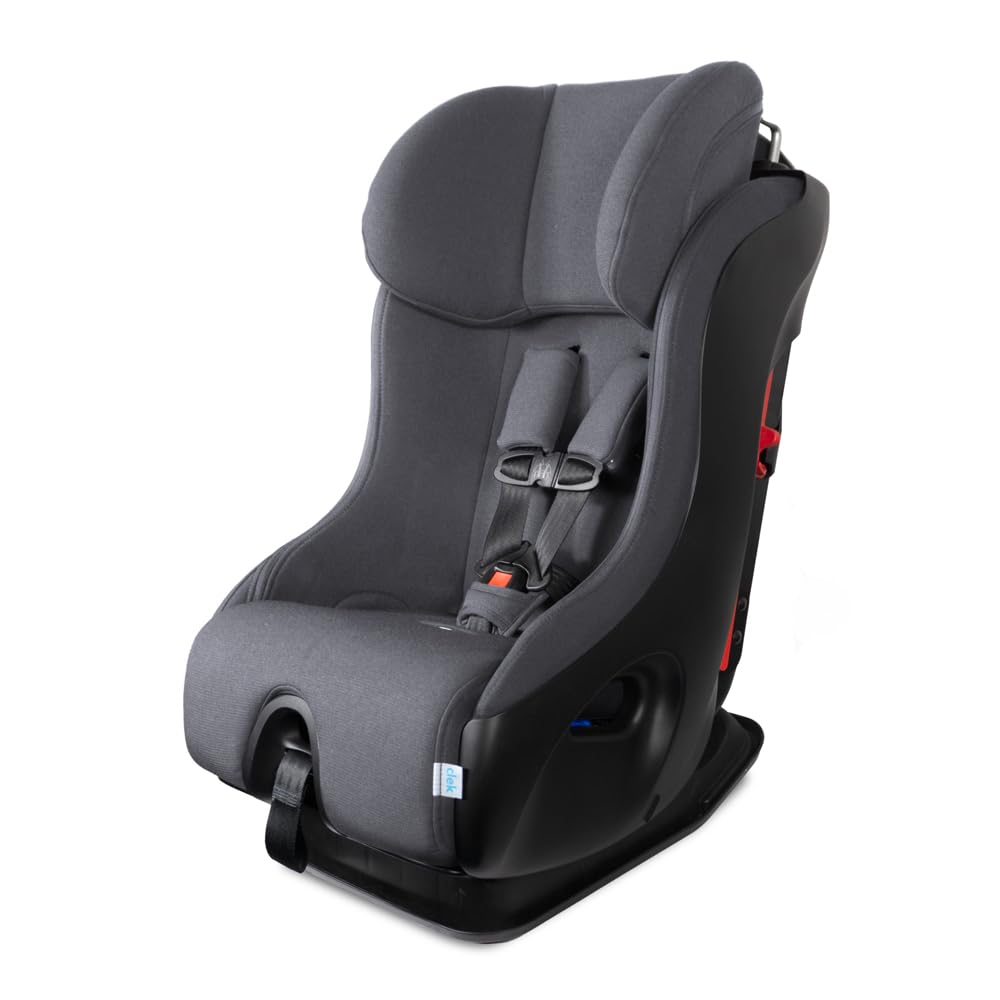Clek Fllo Convertible Car Seat - Compact Design for 3-Across Seating, Extended Rear-Facing with Anti-Rebound Bar and Flame Retardant-Free (Edge Ziip)