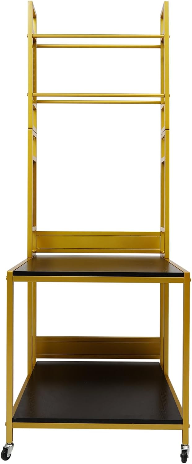 3D Printer Stand with Filament Storage, 3D Printer Filament Storage Rack, Rolling Printers Cart, Heavy Duty Mobile Printer Table with Wheels for Workshop Studio Office - Gold