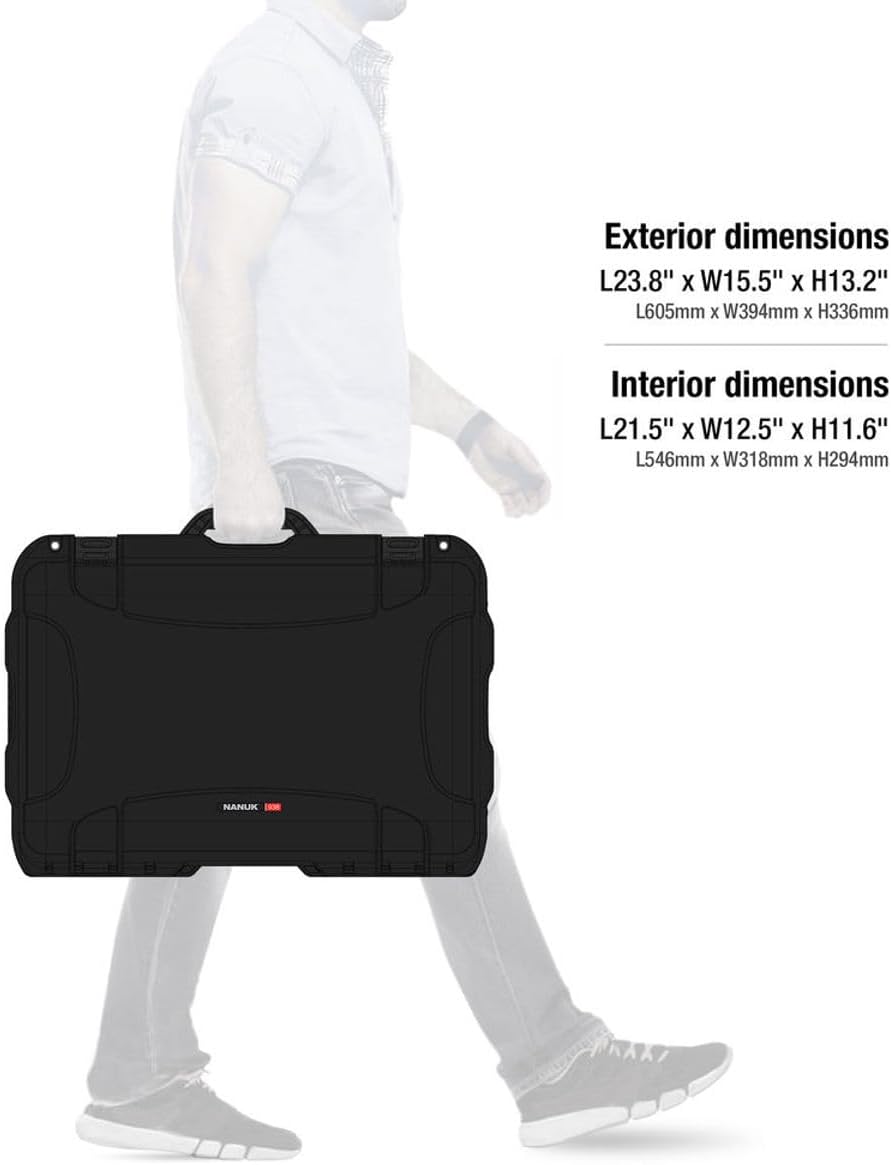 NANUK 938 Waterproof Hard Case with Wheels and Foam Insert - Black