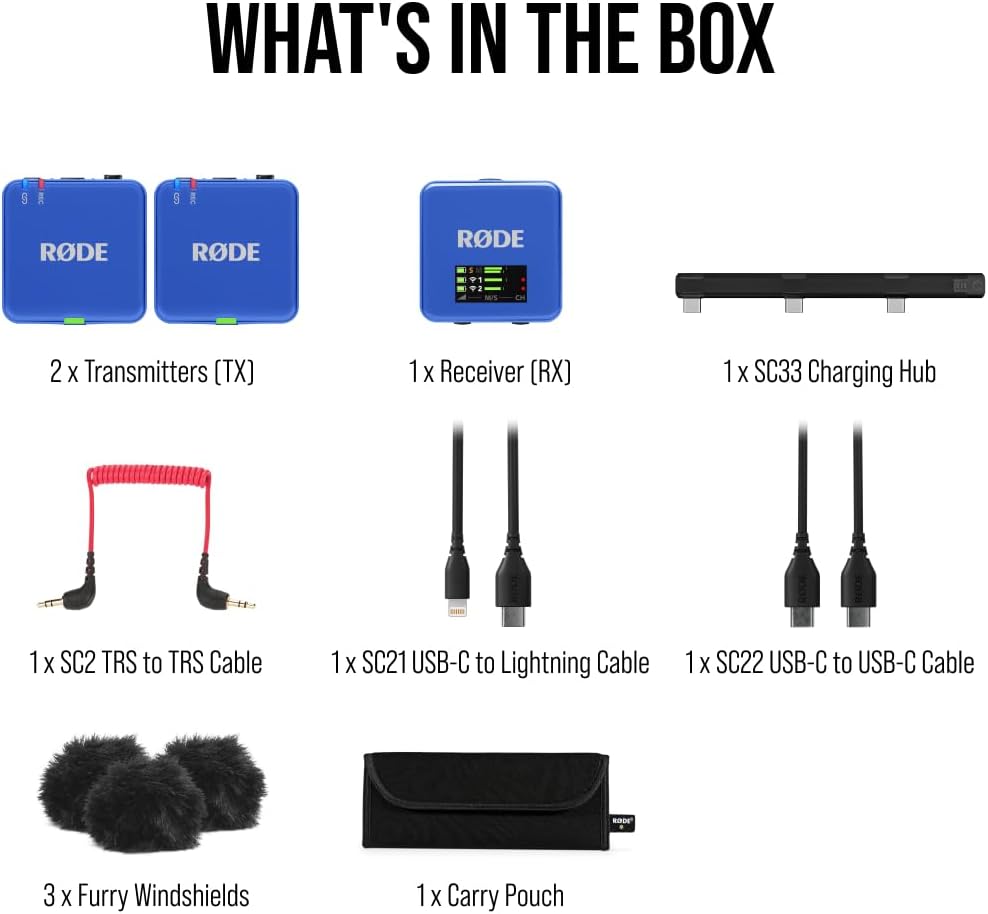 RØDE Wireless GO (Gen 3) – Compact Wireless Mic – Pristine Audio, 32-bit Float Recording, Automatic Level Control, for Phones, Cameras and Computers (Cobalt)