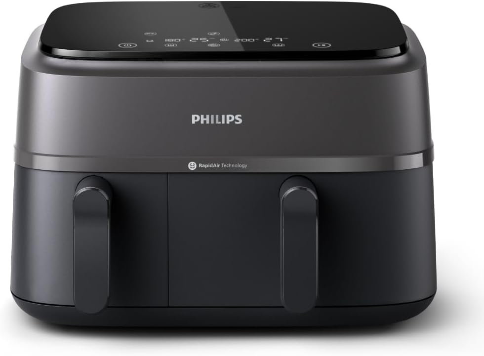 Philips Dual Basket Air Fryer - Healthy, Fast, and Versatile Cooking, 9.5QT Capacity, Touchscreen, 2-Drawer Design (NA350/00)