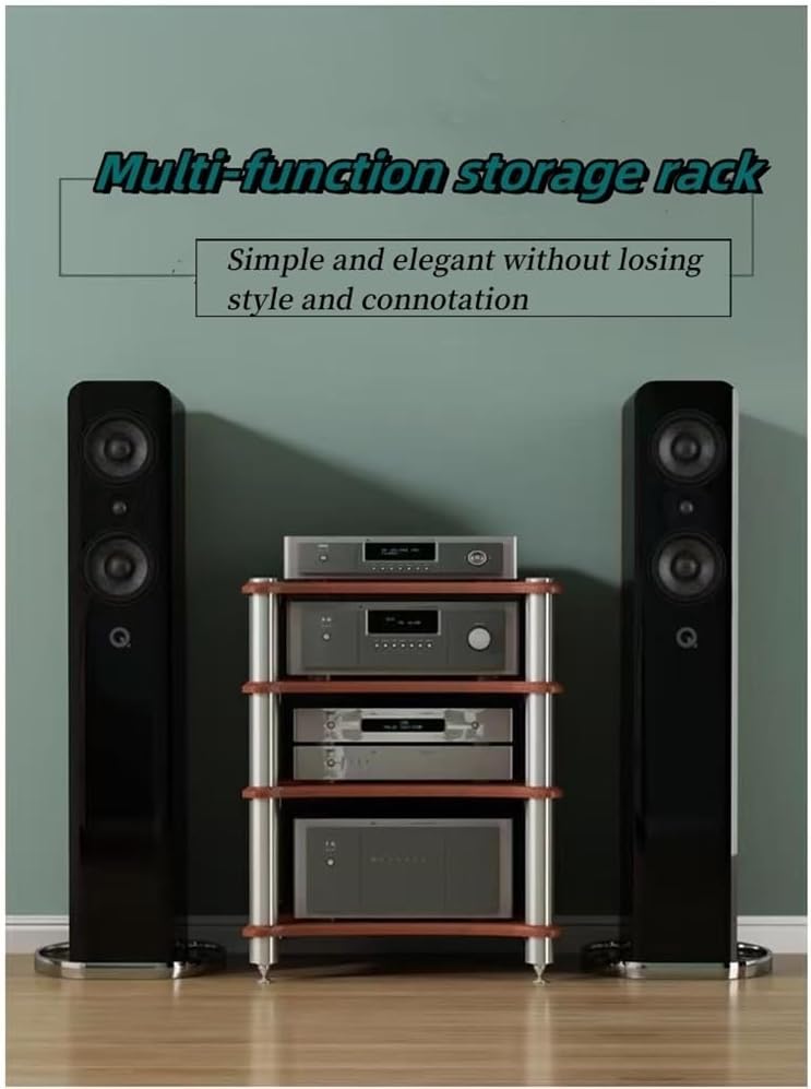 2/3/4 Tier Audio Rack, Open Air Design, Media Cabinet with Metal Frame, Audio Component Rack, Audio Rack Cabinet for Server and AV Equipment(Black,24.41 * 23.62in)