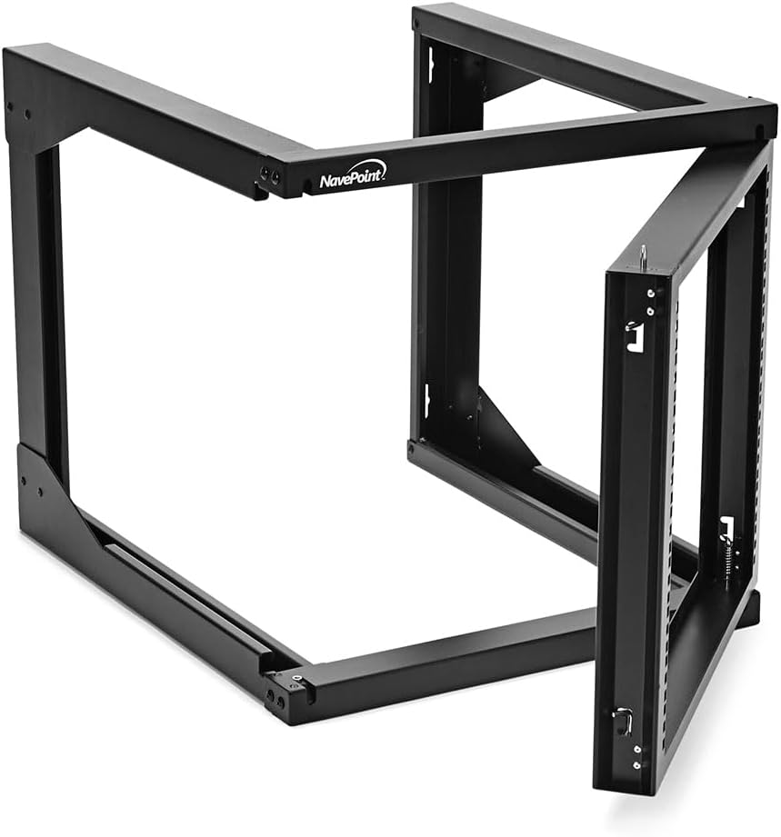 NavePoint 9U Server Rack with Swing Gate - Wall Mount Rack for 19 Inch IT & AV Equipment - 24' Deep, Black