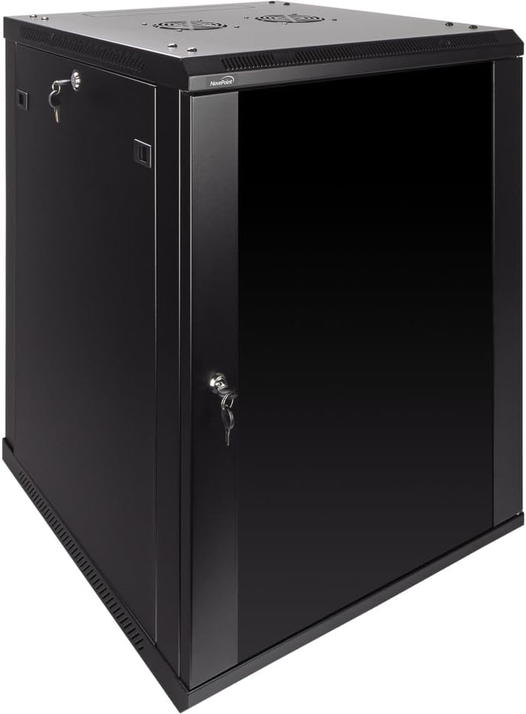 Navepoint 15U Deluxe IT Wallmount Cabinet Enclosure 19-Inch Server Network Rack with Locking Glass Door 24-Inches Deep Black