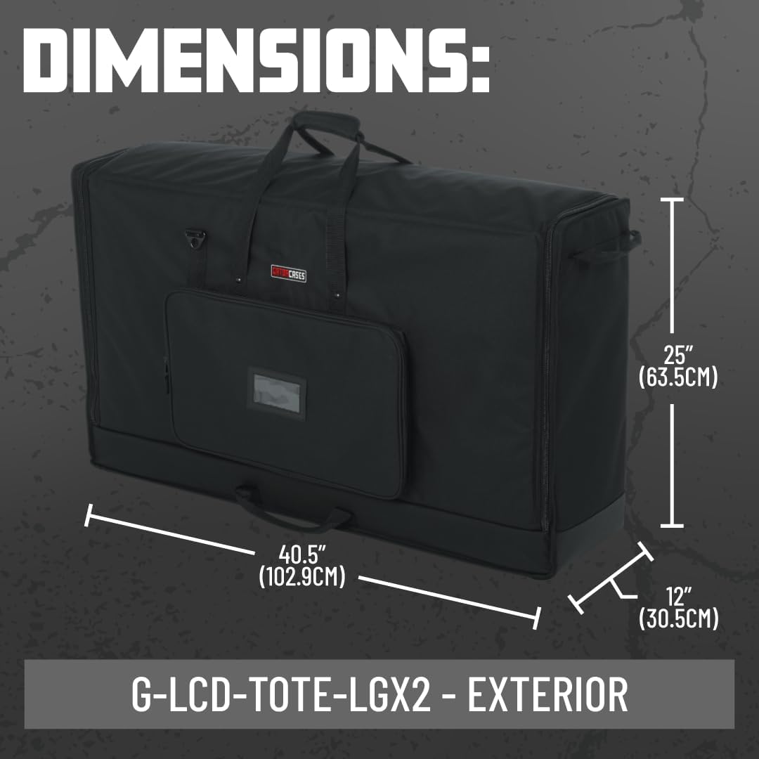 Gator Cases Padded Nylon Dual Carry Tote Bag for Transporting (2) LCD Screens, Monitors and TVs Between 40' - 45', (G-LCD-TOTE-LGX2)
