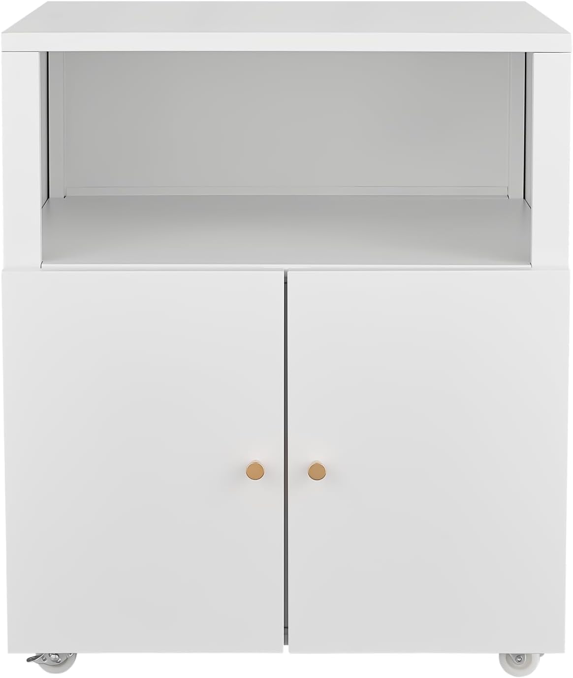 GarveeLife Metal Printer Cabinet with Storage, Heavy Duty Rolling 3D Printer Stand with 2 Doors, Under Desk File Cabinet for Home Office Corner and Small Spaces White