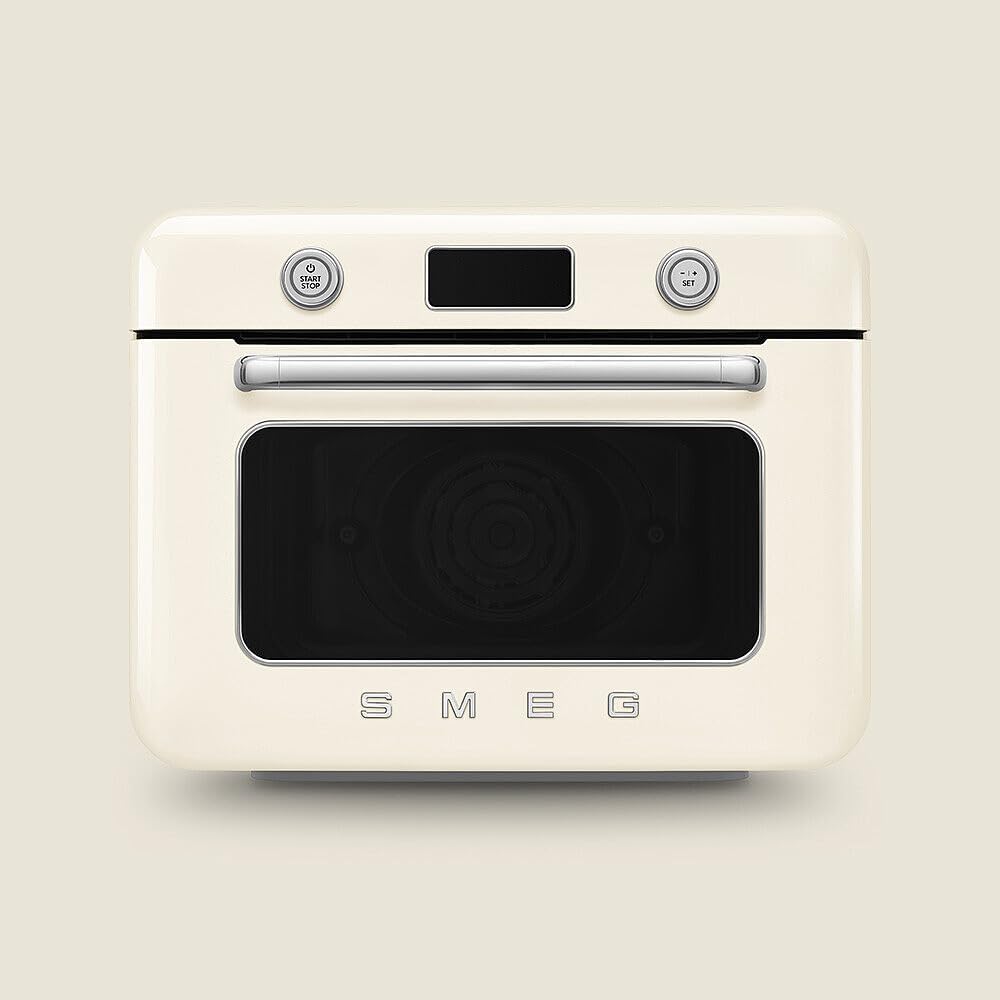 SMEG COF01Countertop Combi Oven - Multi-Function Grill, Air Fry, Steam, Bake, Convection, Defrost, and Warm, 10 Cooking Functions - Made In Italy (Cream)