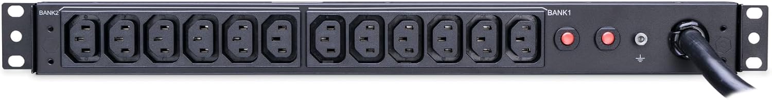 CyberPower PDU30BHVT12R Basic PDU, 200 – 230V/30A (Derated to 24A), 12 Outlets, 10ft Power Cord, 1U Rackmount