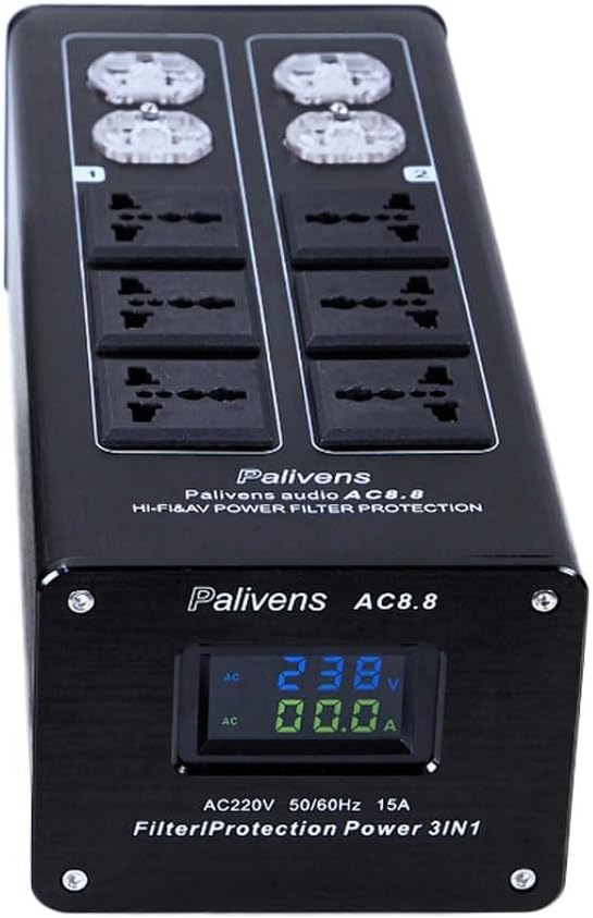 AC Power Filter Power Conditioner, 8 Ways Power Socket, Line Conditioner Power Purifier with Universal Outlets, Power Conditioner Audio Suitable for HiFi CD Player Piano, TV, P10