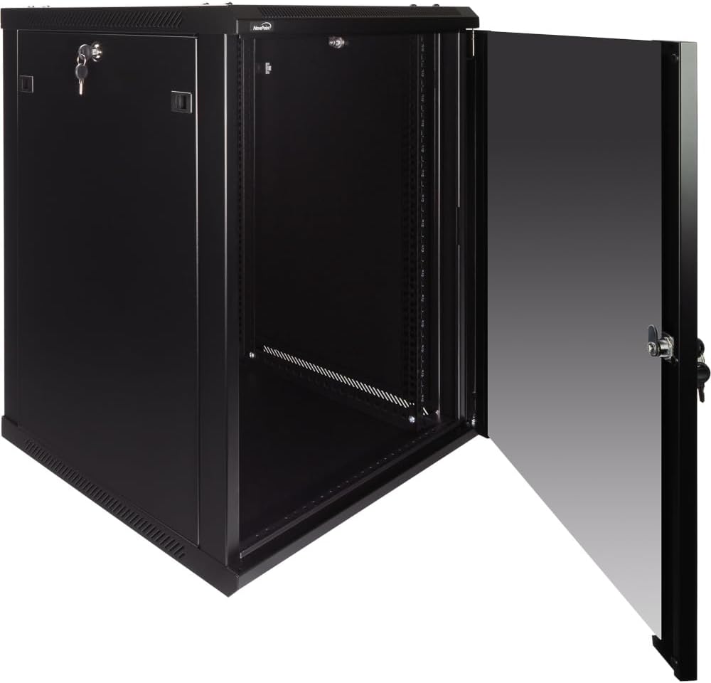 Navepoint 15U Deluxe IT Wallmount Cabinet Enclosure 19-Inch Server Network Rack with Locking Glass Door 24-Inches Deep Black