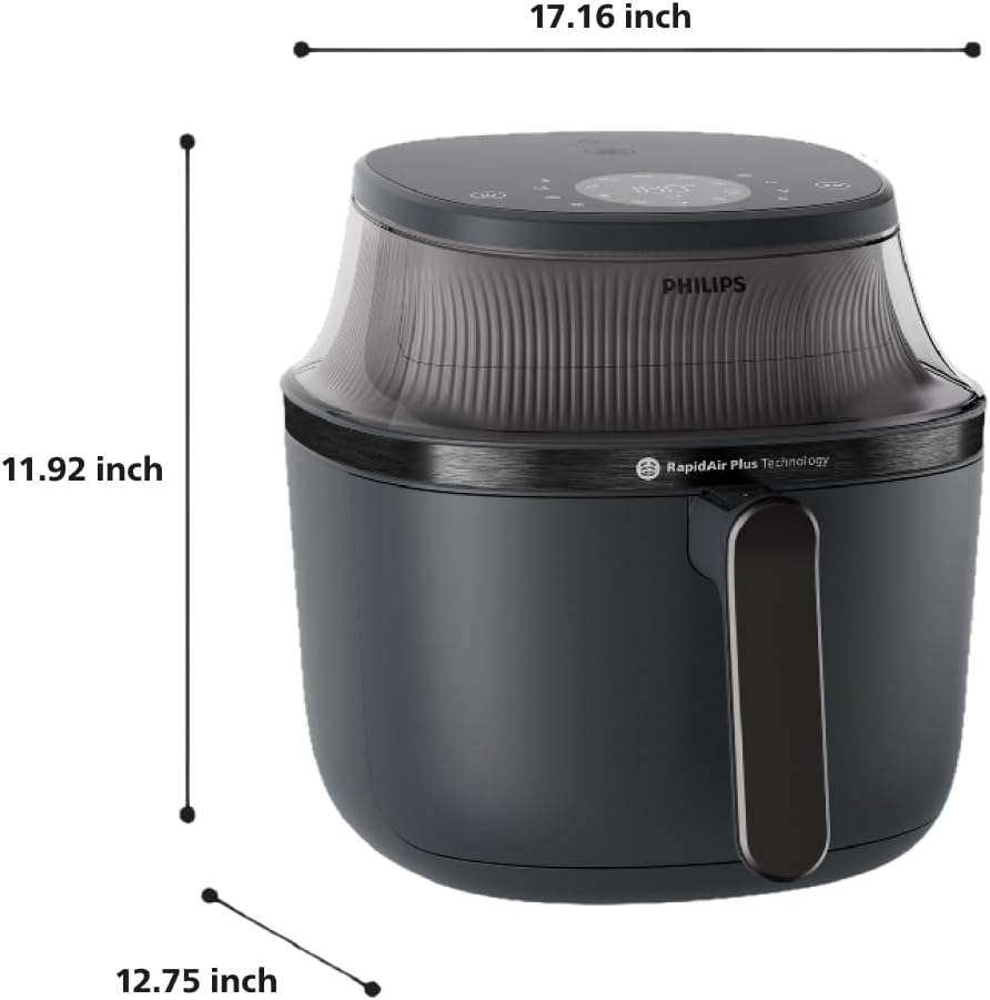 Philips Airfryer 3000 Series - Premium 6.5qt Airfryer with Window, RapidAir Plus Technology, 16 Ways to Cook, 90% Less Fat, Easy to Clean, Touchscreen, Energy Saving (NA330/00)