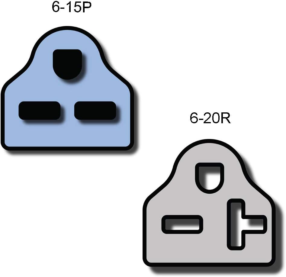 NEMA 6-15P to 6-20R Plug Adapter - 3 Foot, 15A/250V, 14 AWG - Iron Box IBX-5857-03 (3 ft)