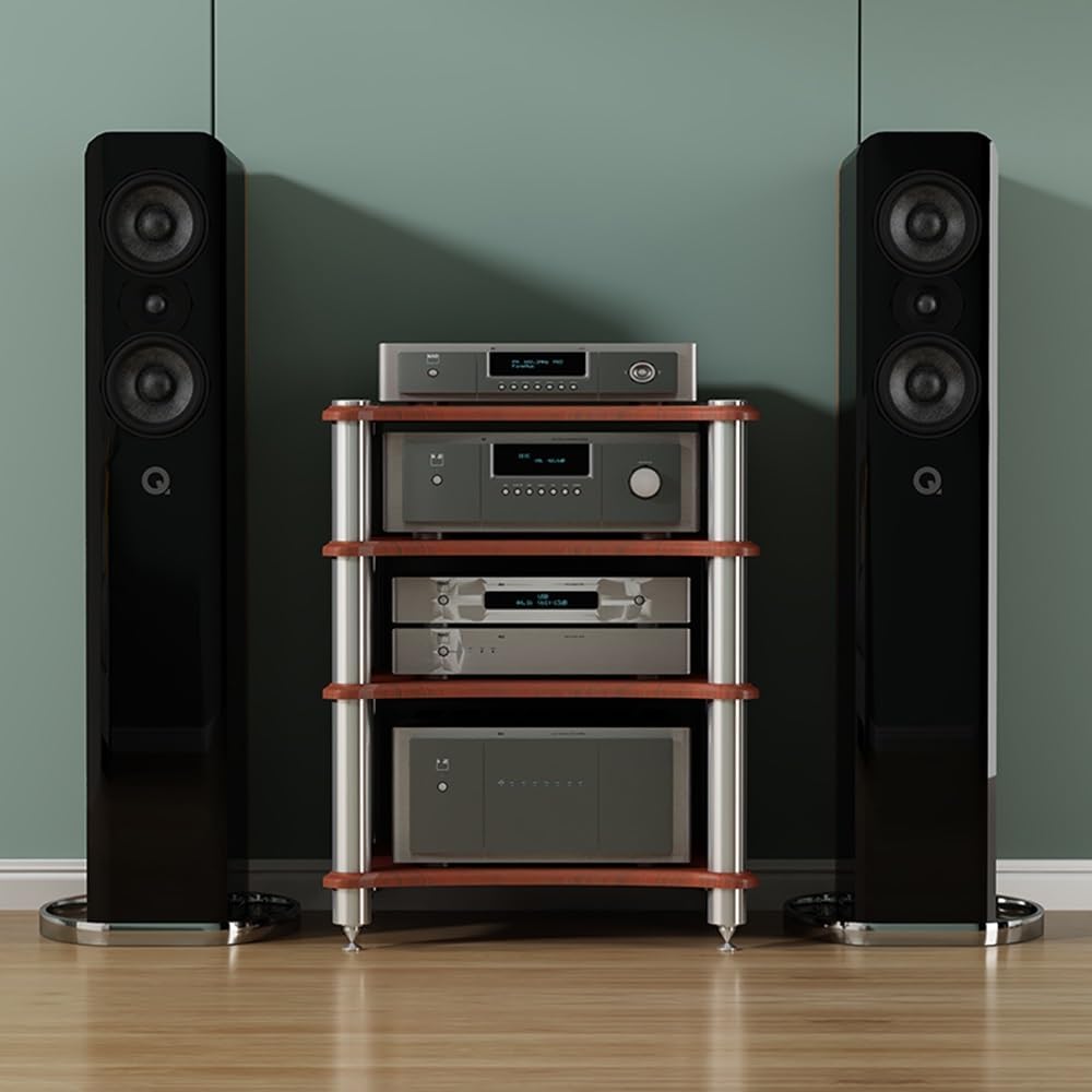 1 2 3 4 Tier AV Media Stand Component Cabinet Corner Shelf Wooden Stereo Cabinet Audio Rack Tower CD Player Stand for Home/Office/Audio Video/DJ/Theater ﻿ ﻿(White,4 Tier-60x50x80cm)