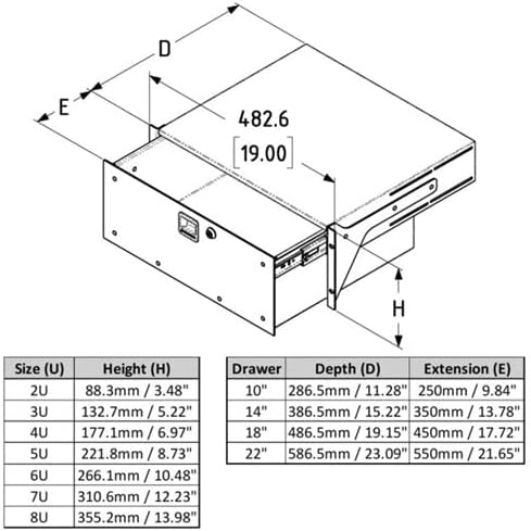 Penn Elcom 6U Tour Grade Rack Mount Drawer Storage for Pro Audio, A/V, IT, DJ - R2293-6UK