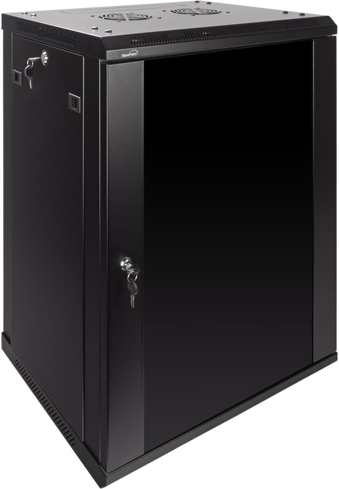 Navepoint 15U Deluxe IT Wallmount Cabinet Enclosure 19-Inch Server Network Rack with Locking Glass Door 16-Inches Deep Black