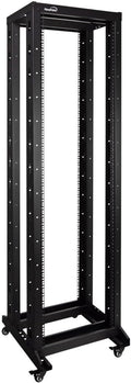 NavePoint 7ft Open Frame 19 Inch 42U 4-Post Network Server Relay Rack Rolling with Casters