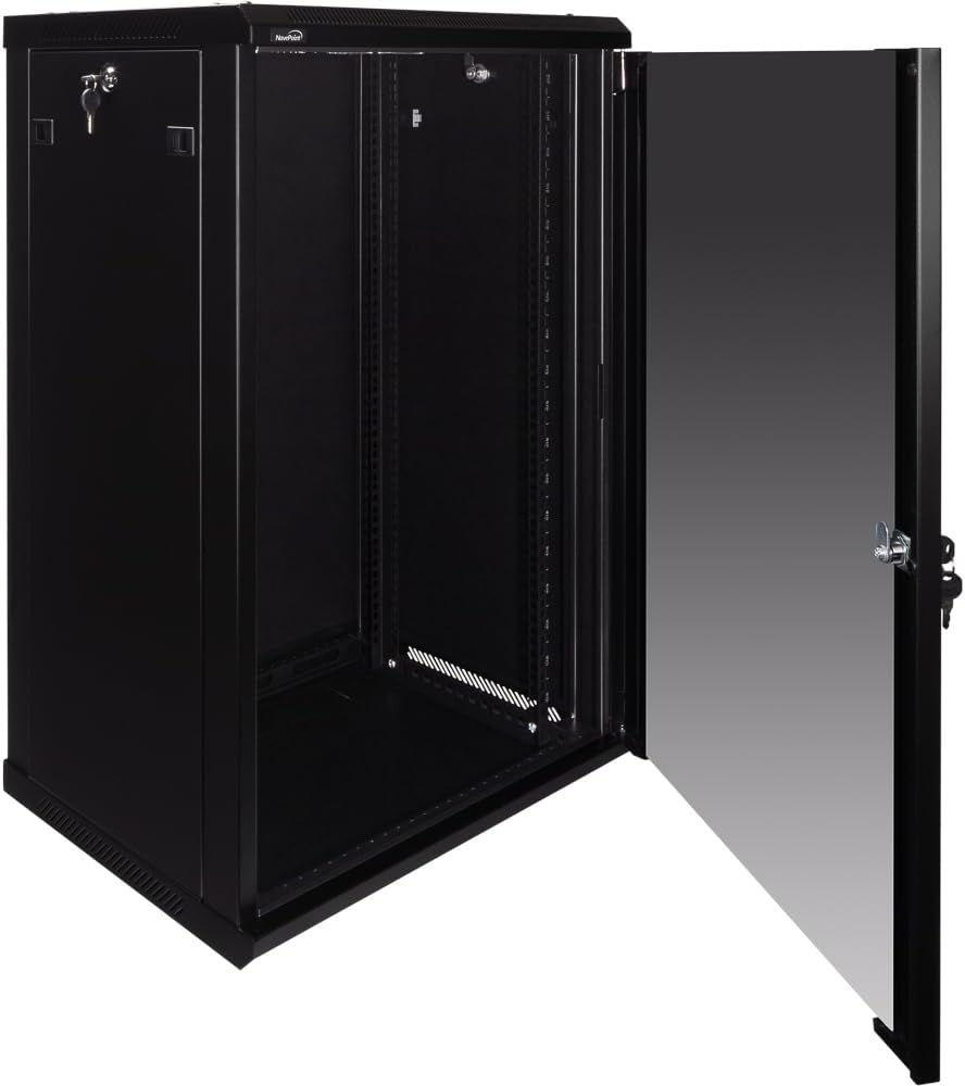 Navepoint 18U Deluxe IT Wallmount Cabinet Enclosure 19-Inch Server Network Rack with Locking Glass Door 16-Inches Deep Black