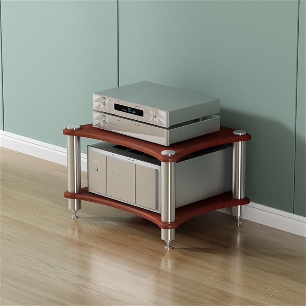2/3/4 Tier Audio Rack, Open Air Design, Media Cabinet with Metal Frame, Audio Component Rack, Audio Rack Cabinet for Server and AV Equipment(Teak Color,15.75 * 23.62in)