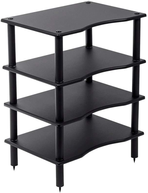 Monolith 4 Tier Shelf Audio Stand - Open Air Storage, Modular Design, Sturdy, Compatible with Bose, Polk, Sony, Yamaha, Pioneer and Others, Black