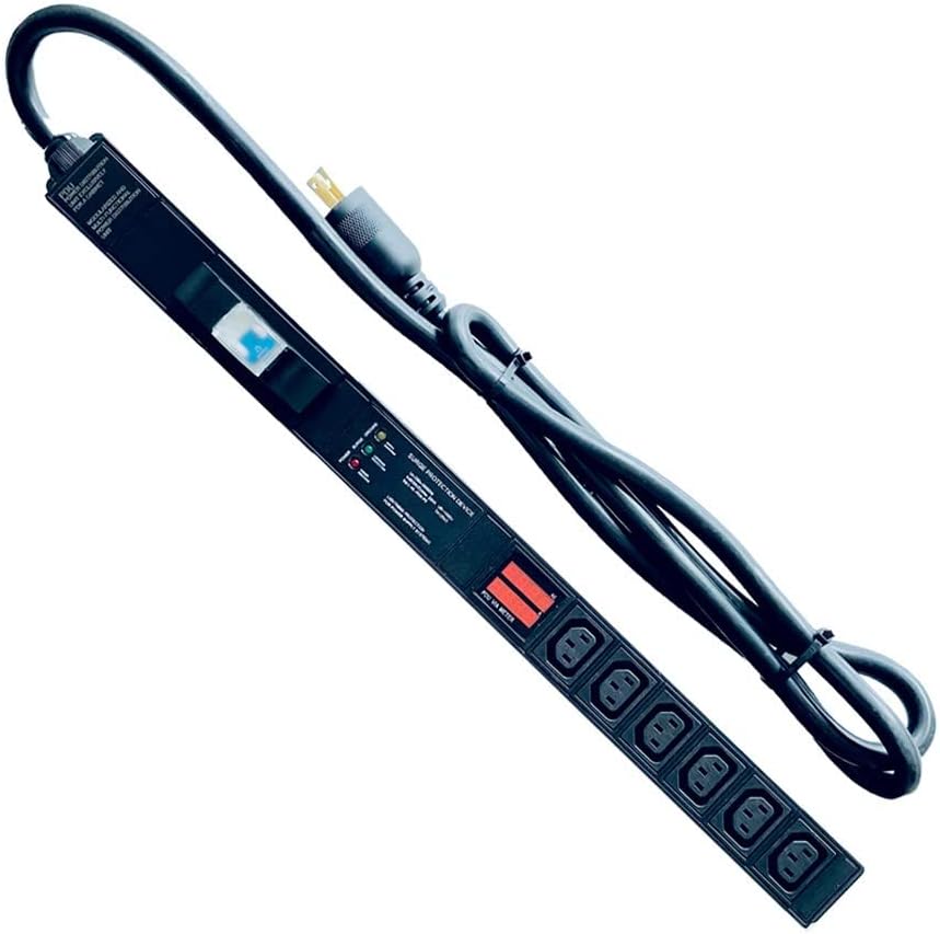 Metered-Breaker-Surge Protection PDU, 240V, L6-30P, 30A, 7200watts, (6) C13 Outlets, Networking, Crypto Mining, Data Center, ASIC/RIGS, Server Rack