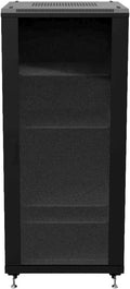 NavePoint 27U Network Cabinet - 19' AV Cabinet for Home, Studio, or Office IT Equipment Rack Enclosure, 28' Deep with Casters, Cooling Vents, Lockable Door & (4) 450mm Shelves - Assembled, Black