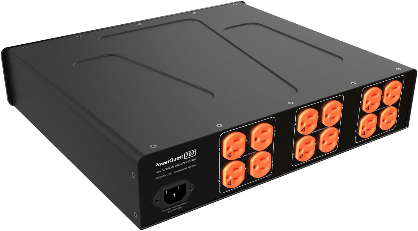 AudioQuest PQ707NA PowerQuest 707 12 Outlet Surge Protector with an AudioQuest NRGY3US01 1.0M Low-Noise AC Power Cable (2023)
